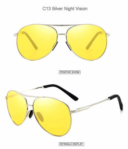 FoxDrop™ Aviation Metail Frame Polarized Sunglasses Men Color Changing Sun Glasses  Pilot Male Day Night Vision Driving