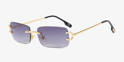 FoxDrop™ Kachawoo lunettes de soleil rectangulaires rétro sans monture homme femme uv400 petites lunettes de soleil mode bleu rose or métal cadeaux d'anniversaire