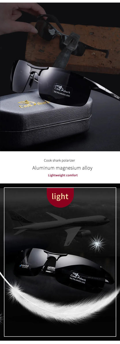 FoxDrop™ Cook Shark's new aluminum magnesium sunglasses men's sunglasses HD polarized driving drivers color glasses tide