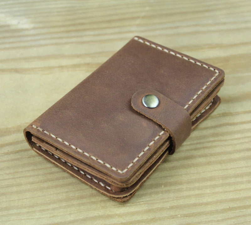 FoxDrop™ Portefeuilles de cartes en cuir véritable de luxe pour hommes, porte-cartes de crédit pour femmes, porte-cartes et pièces d'identité, organisateur pour hommes, porte-cartes de visite