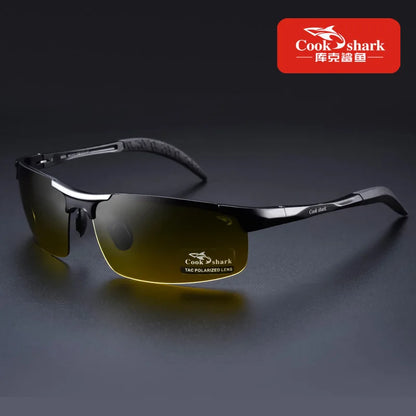 FoxDrop™ Cook Shark's new aluminum magnesium sunglasses men's sunglasses HD polarized driving drivers color glasses tide