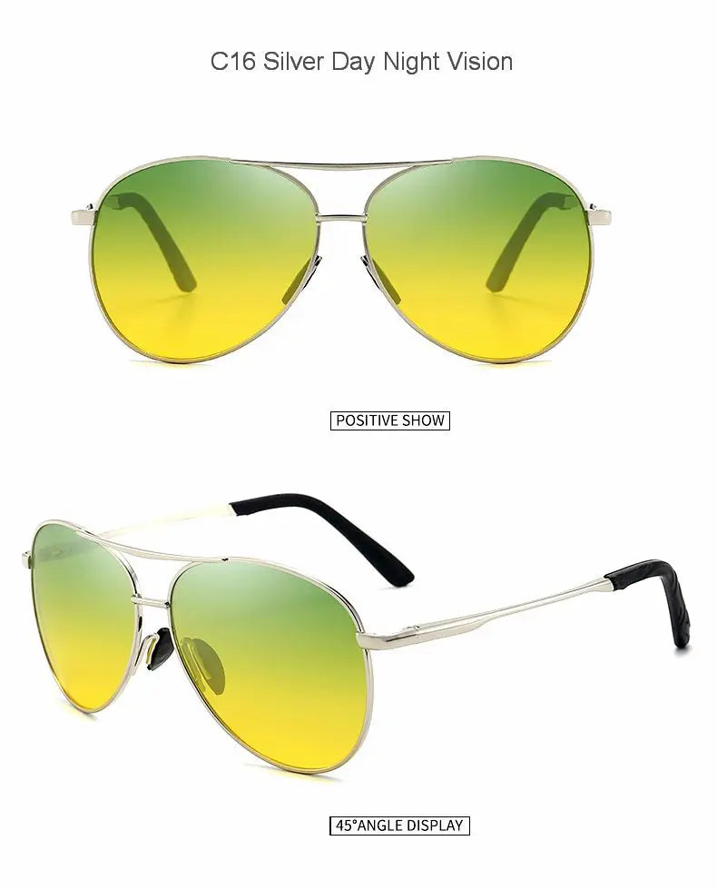 FoxDrop™ Aviation Metail Frame Polarized Sunglasses Men Color Changing Sun Glasses  Pilot Male Day Night Vision Driving