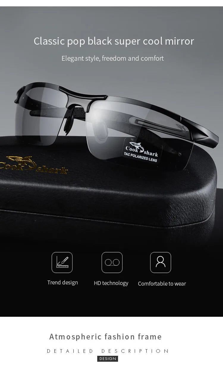 FoxDrop™ Cook Shark's new aluminum magnesium sunglasses men's sunglasses HD polarized driving drivers color glasses tide