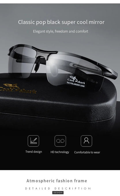 FoxDrop™ Cook Shark's new aluminum magnesium sunglasses men's sunglasses HD polarized driving drivers color glasses tide