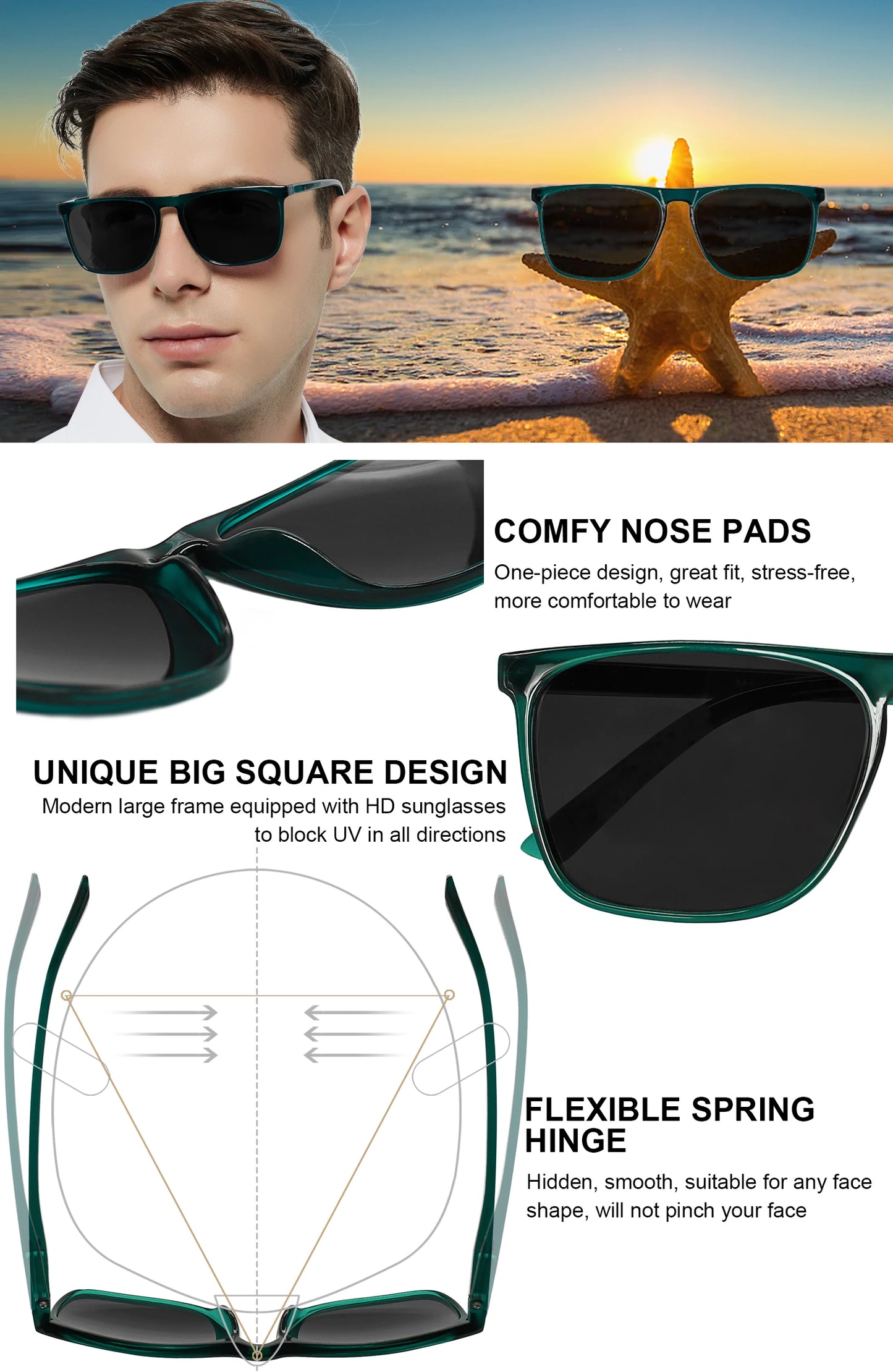 FoxDrop™ Reading Sunglasses Men Outdoor High Guality Large Reader Sunglasses Brand Design Sun Reading Glasses 0.5 1 1.5 1.75 2 2.5 2.75 3