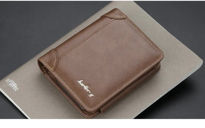 Portefeuilles FoxDrop™ en cuir pour hommes, nouveaux, de haute qualité, fermeture éclair, design court, porte-cartes, porte-monnaie vintage, porte-monnaie pour hommes