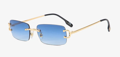 FoxDrop™ Kachawoo lunettes de soleil rectangulaires rétro sans monture homme femme uv400 petites lunettes de soleil mode bleu rose or métal cadeaux d'anniversaire