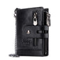 Monedero FoxDrop™ 100% de piel auténtica para hombre, tarjetero pequeño, cartera con cadena, cartera de bolsillo para hombre, calidad