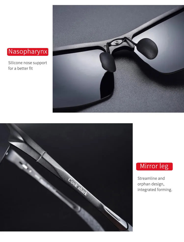 FoxDrop™ Cook Shark's new aluminum magnesium sunglasses men's sunglasses HD polarized driving drivers color glasses tide
