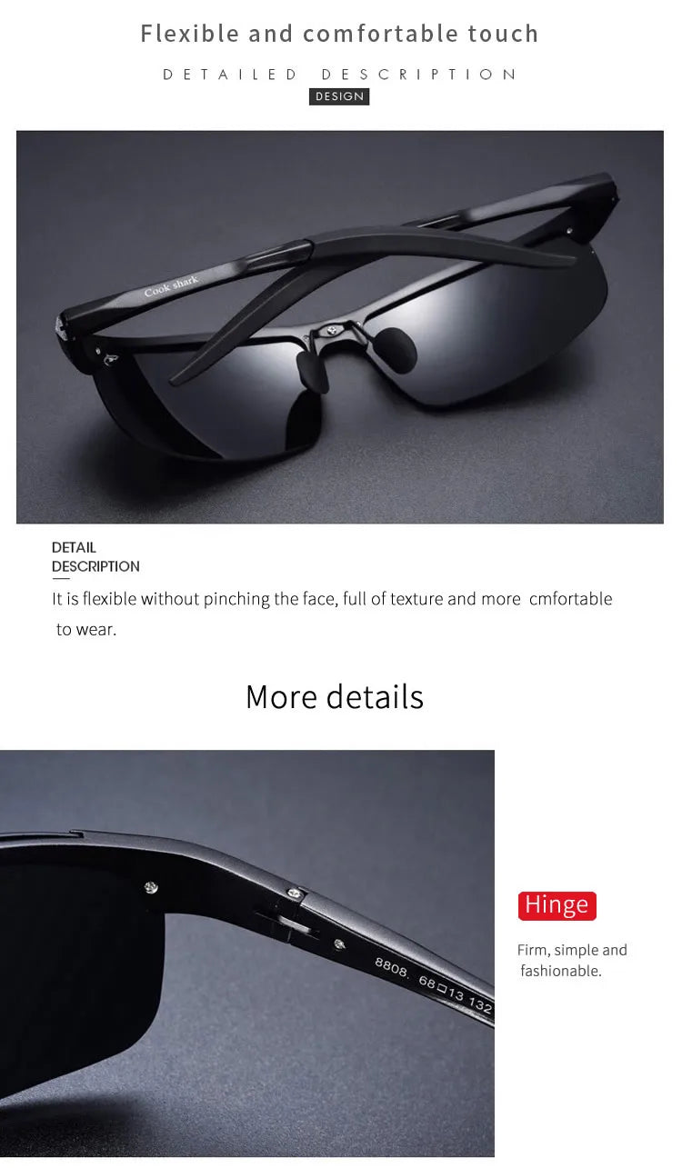 FoxDrop™ Cook Shark's new aluminum magnesium sunglasses men's sunglasses HD polarized driving drivers color glasses tide