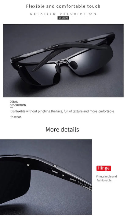 FoxDrop™ Cook Shark's new aluminum magnesium sunglasses men's sunglasses HD polarized driving drivers color glasses tide