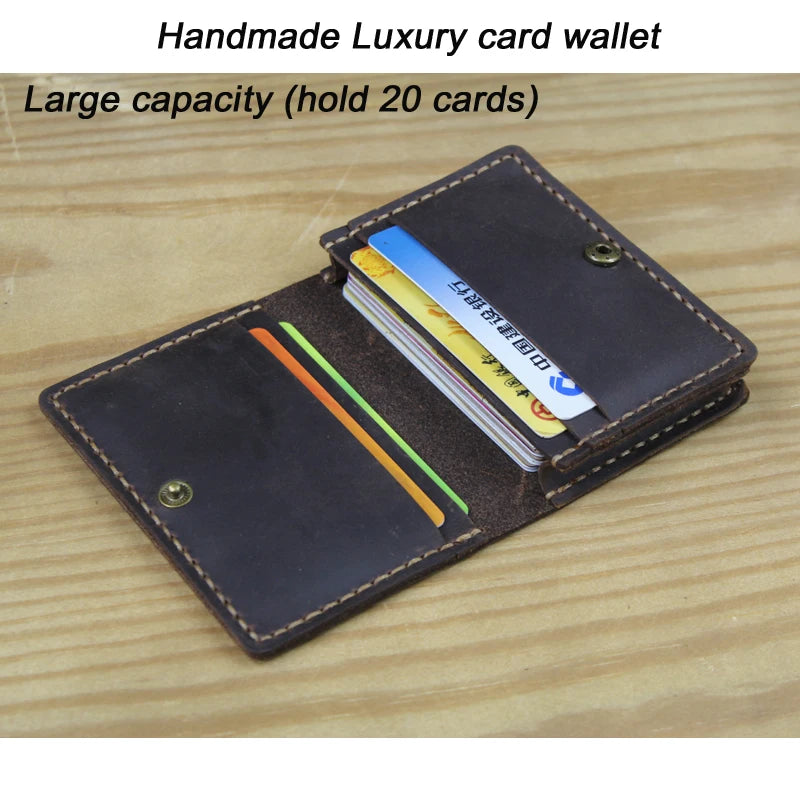 FoxDrop™ Portefeuilles de cartes en cuir véritable de luxe pour hommes, porte-cartes de crédit pour femmes, porte-cartes et pièces d'identité, organisateur pour hommes, porte-cartes de visite