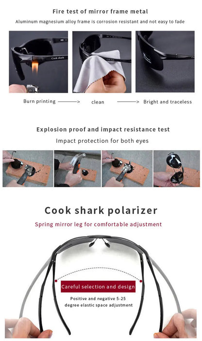 FoxDrop™ Cook Shark's new aluminum magnesium sunglasses men's sunglasses HD polarized driving drivers color glasses tide