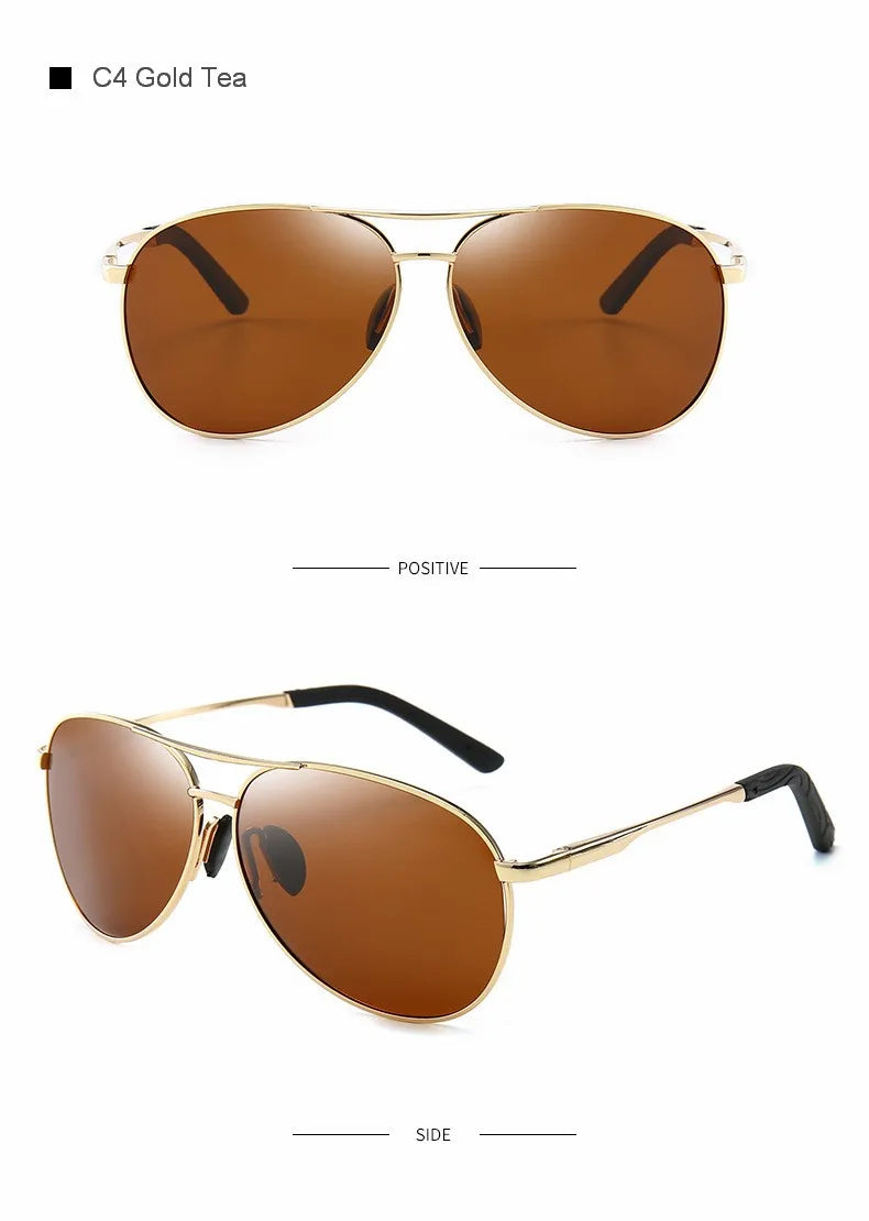 FoxDrop™ Aviation Metail Frame Polarized Sunglasses Men Color Changing Sun Glasses  Pilot Male Day Night Vision Driving