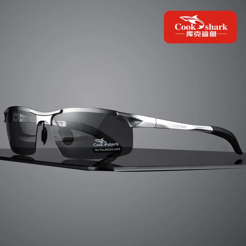 FoxDrop™ Cook Shark's new aluminum magnesium sunglasses men's sunglasses HD polarized driving drivers color glasses tide