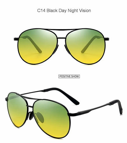 FoxDrop™ Aviation Metail Frame Polarized Sunglasses Men Color Changing Sun Glasses  Pilot Male Day Night Vision Driving
