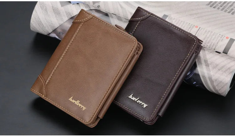 Portefeuilles FoxDrop™ en cuir pour hommes, nouveaux, de haute qualité, fermeture éclair, design court, porte-cartes, porte-monnaie vintage, porte-monnaie pour hommes