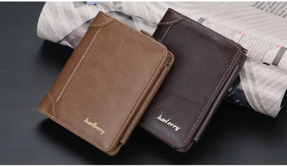 Portefeuilles FoxDrop™ en cuir pour hommes, nouveaux, de haute qualité, fermeture éclair, design court, porte-cartes, porte-monnaie vintage, porte-monnaie pour hommes