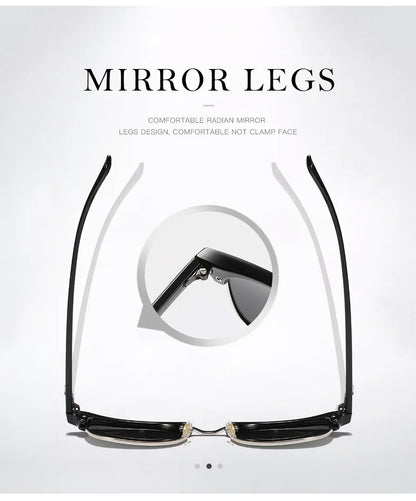 Lunettes de soleil polarisées classiques FoxDrop™ à demi-monture pour hommes et femmes, style rétro, rivets, petites lunettes de soleil pour hommes, populaires, noires, antireflets, pour voyage