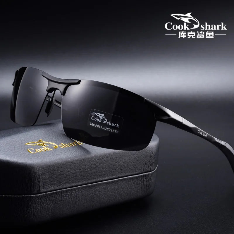 FoxDrop™ Cook Shark's new aluminum magnesium sunglasses men's sunglasses HD polarized driving drivers color glasses tide