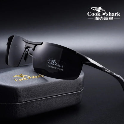 FoxDrop™ Cook Shark's new aluminum magnesium sunglasses men's sunglasses HD polarized driving drivers color glasses tide