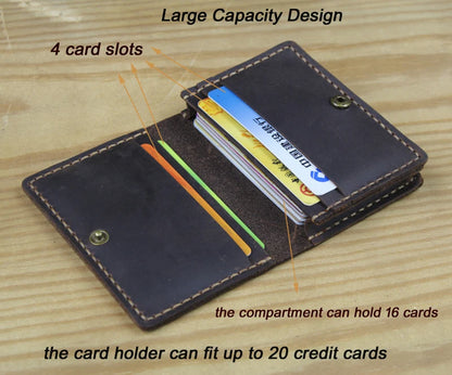 FoxDrop™ Portefeuilles de cartes en cuir véritable de luxe pour hommes, porte-cartes de crédit pour femmes, porte-cartes et pièces d'identité, organisateur pour hommes, porte-cartes de visite