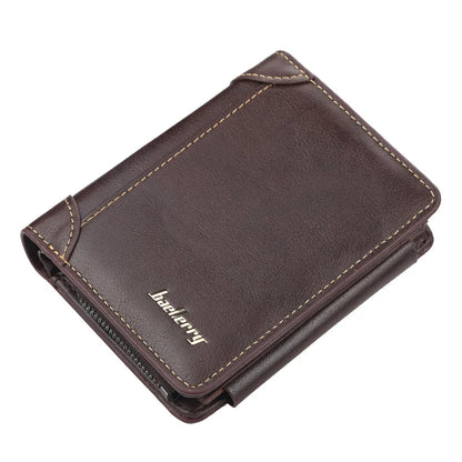 Portefeuilles FoxDrop™ en cuir pour hommes, nouveaux, de haute qualité, fermeture éclair, design court, porte-cartes, porte-monnaie vintage, porte-monnaie pour hommes
