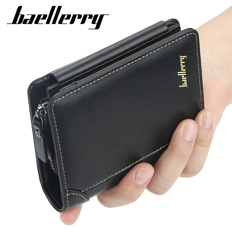 Portefeuilles FoxDrop™ en cuir pour hommes, nouveaux, de haute qualité, fermeture éclair, design court, porte-cartes, porte-monnaie vintage, porte-monnaie pour hommes