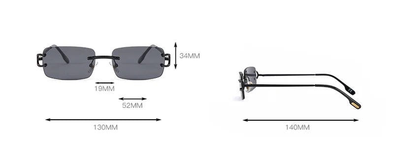 FoxDrop™ Kachawoo lunettes de soleil rectangulaires rétro sans monture homme femme uv400 petites lunettes de soleil mode bleu rose or métal cadeaux d'anniversaire