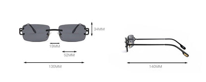 FoxDrop™ Kachawoo lunettes de soleil rectangulaires rétro sans monture homme femme uv400 petites lunettes de soleil mode bleu rose or métal cadeaux d'anniversaire
