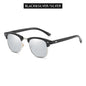 Lunettes de soleil polarisées classiques FoxDrop™ à demi-monture pour hommes et femmes, style rétro, rivets, petites lunettes de soleil pour hommes, populaires, noires, antireflets, pour voyage