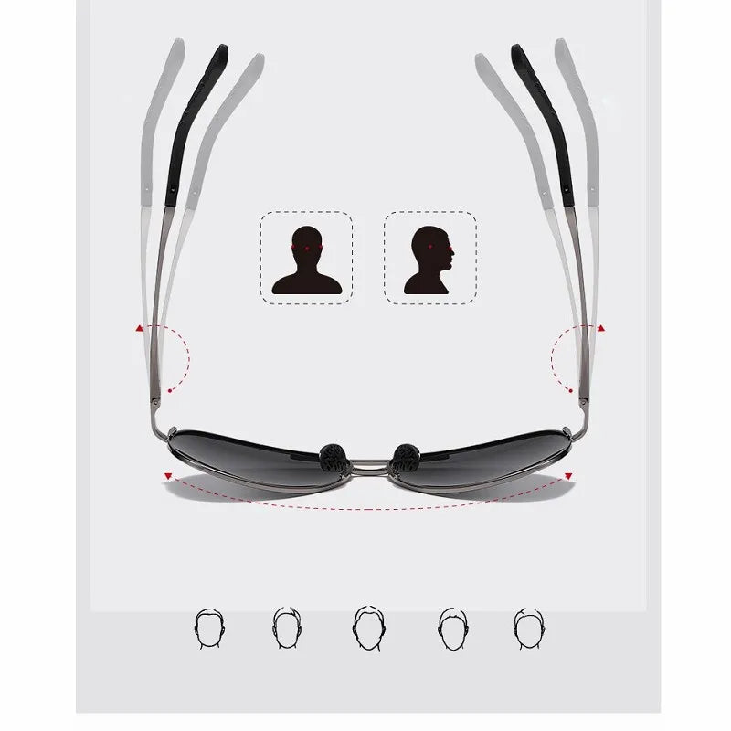 FoxDrop™ Aviation Metail Frame Polarized Sunglasses Men Color Changing Sun Glasses  Pilot Male Day Night Vision Driving