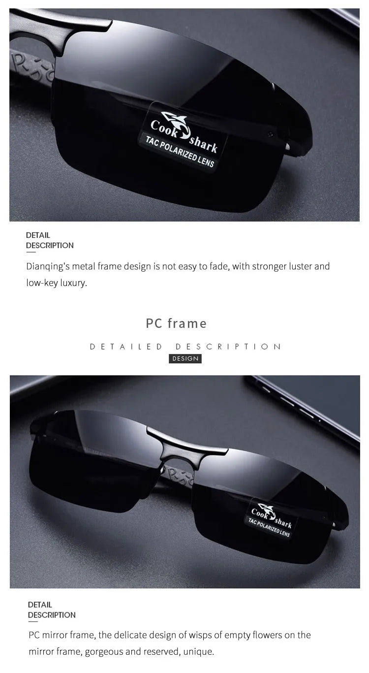 FoxDrop™ Cook Shark's new aluminum magnesium sunglasses men's sunglasses HD polarized driving drivers color glasses tide