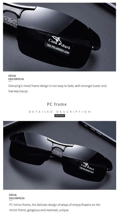 FoxDrop™ Cook Shark's new aluminum magnesium sunglasses men's sunglasses HD polarized driving drivers color glasses tide