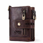 Monedero FoxDrop™ 100% de piel auténtica para hombre, tarjetero pequeño, cartera con cadena, cartera de bolsillo para hombre, calidad