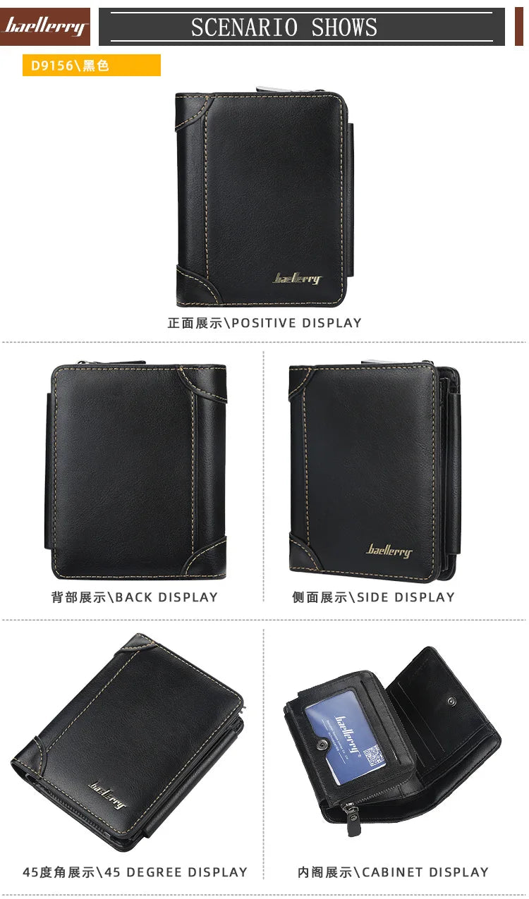 Portefeuilles FoxDrop™ en cuir pour hommes, nouveaux, de haute qualité, fermeture éclair, design court, porte-cartes, porte-monnaie vintage, porte-monnaie pour hommes