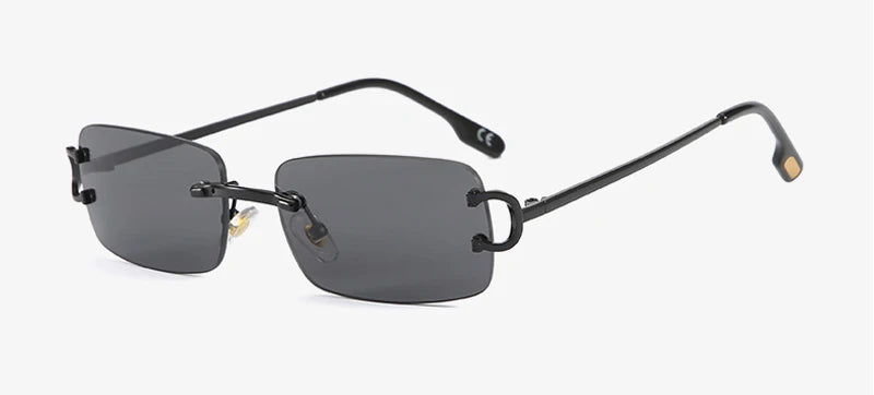 FoxDrop™ Kachawoo lunettes de soleil rectangulaires rétro sans monture homme femme uv400 petites lunettes de soleil mode bleu rose or métal cadeaux d'anniversaire