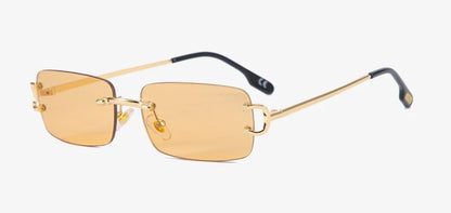 FoxDrop™ Kachawoo lunettes de soleil rectangulaires rétro sans monture homme femme uv400 petites lunettes de soleil mode bleu rose or métal cadeaux d'anniversaire