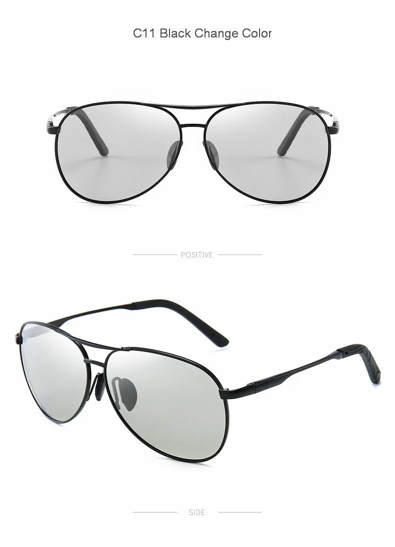 FoxDrop™ Aviation Metail Frame Polarized Sunglasses Men Color Changing Sun Glasses  Pilot Male Day Night Vision Driving