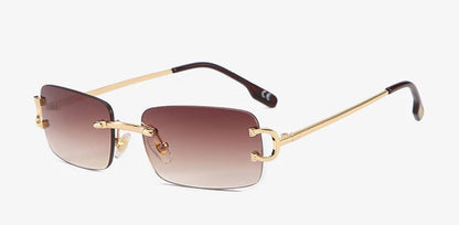 FoxDrop™ Kachawoo lunettes de soleil rectangulaires rétro sans monture homme femme uv400 petites lunettes de soleil mode bleu rose or métal cadeaux d'anniversaire