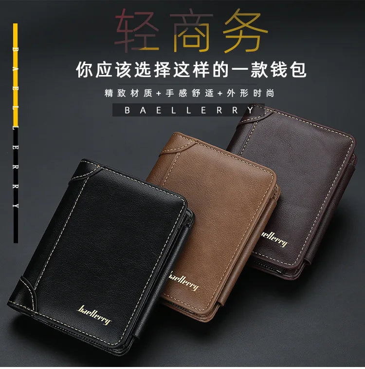 Portefeuilles FoxDrop™ en cuir pour hommes, nouveaux, de haute qualité, fermeture éclair, design court, porte-cartes, porte-monnaie vintage, porte-monnaie pour hommes