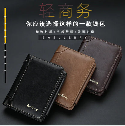 Portefeuilles FoxDrop™ en cuir pour hommes, nouveaux, de haute qualité, fermeture éclair, design court, porte-cartes, porte-monnaie vintage, porte-monnaie pour hommes