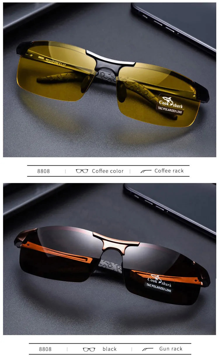 FoxDrop™ Cook Shark's new aluminum magnesium sunglasses men's sunglasses HD polarized driving drivers color glasses tide