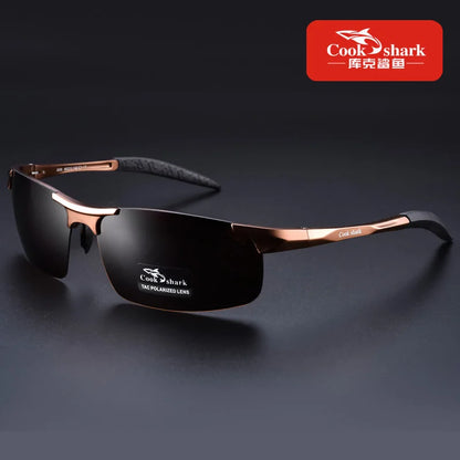 FoxDrop™ Cook Shark's new aluminum magnesium sunglasses men's sunglasses HD polarized driving drivers color glasses tide