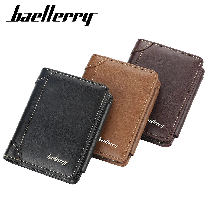 Portefeuilles FoxDrop™ en cuir pour hommes, nouveaux, de haute qualité, fermeture éclair, design court, porte-cartes, porte-monnaie vintage, porte-monnaie pour hommes