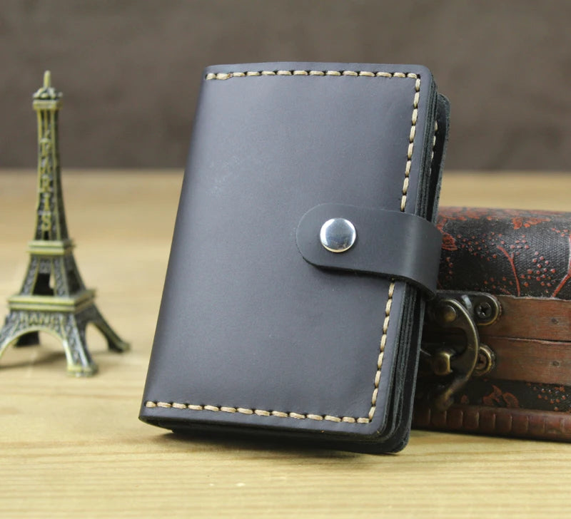 FoxDrop™ Portefeuilles de cartes en cuir véritable de luxe pour hommes, porte-cartes de crédit pour femmes, porte-cartes et pièces d'identité, organisateur pour hommes, porte-cartes de visite
