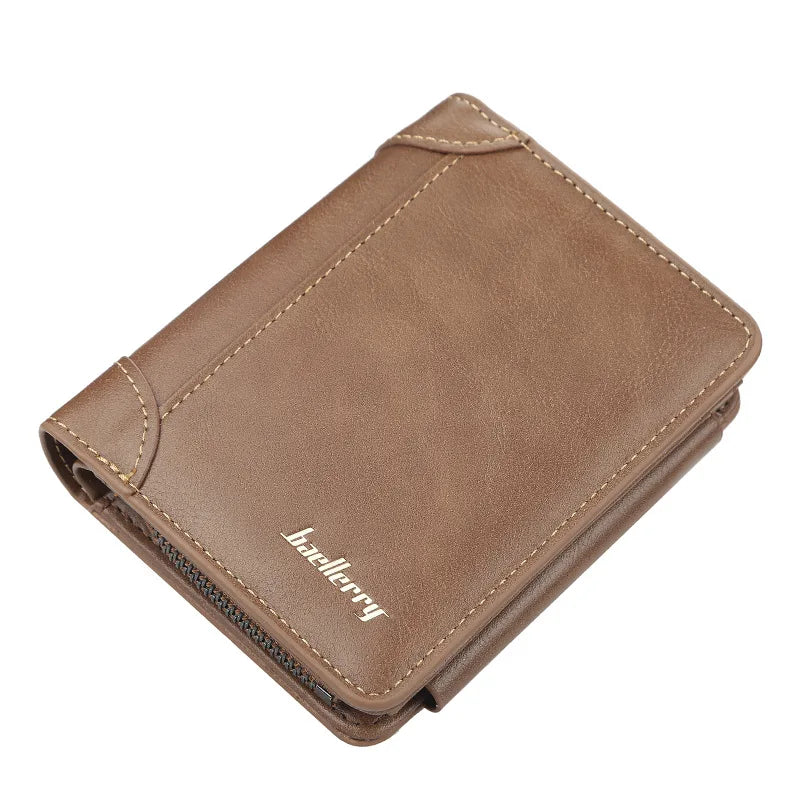 Portefeuilles FoxDrop™ en cuir pour hommes, nouveaux, de haute qualité, fermeture éclair, design court, porte-cartes, porte-monnaie vintage, porte-monnaie pour hommes