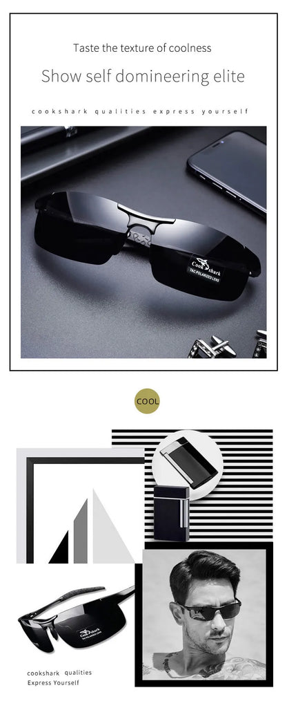 FoxDrop™ Cook Shark's new aluminum magnesium sunglasses men's sunglasses HD polarized driving drivers color glasses tide