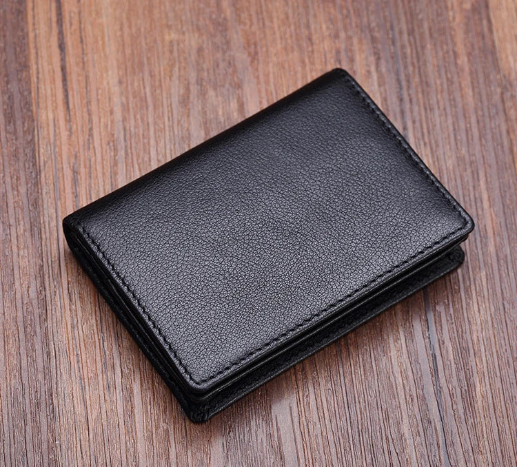 FoxDrop™ Portefeuilles de cartes en cuir véritable de luxe pour hommes, porte-cartes de crédit pour femmes, porte-cartes et pièces d'identité, organisateur pour hommes, porte-cartes de visite