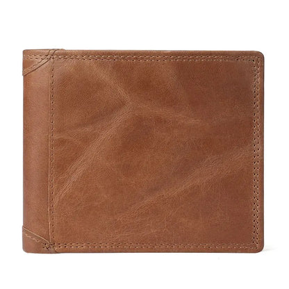 Cartera FoxDrop™ de piel de vacuno para hombre con monedero, estilo vintage, de piel auténtica marrón, con tarjetero.